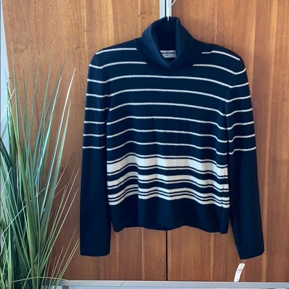 Sonia Rykiel Wool‎ Turtleneck Striped Sweater 10 New - Picture 1 of 11
